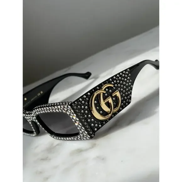 NEW Gucci GG1425S Crystal Black Marmont Sunglasses $1305 - Picture 3 of 7